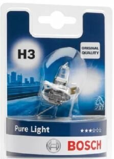 Лампа автомобильная Bosch 12V H3 55W PURE LIGHT (цоколь PK22s) 1 шт. в блистер-упаковке