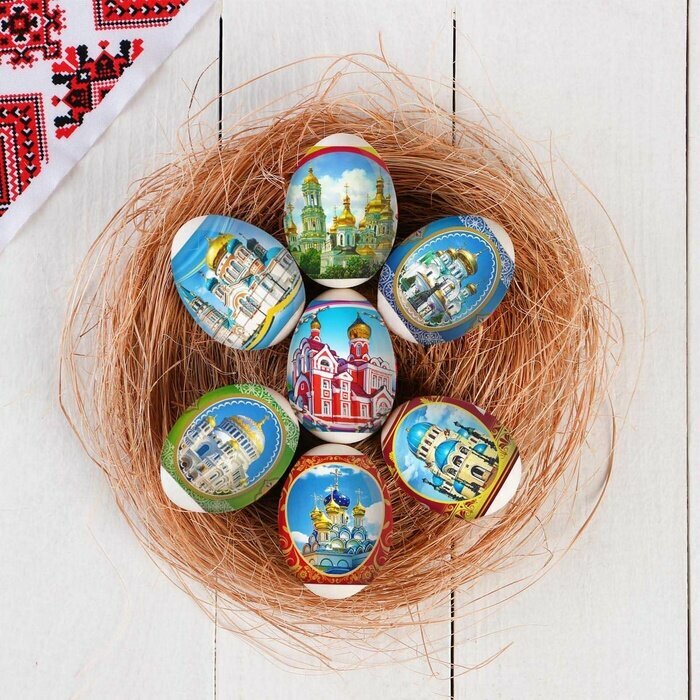 Плёнка пасхальная термоусадочная «Соборы» наклейка на 7 яиц