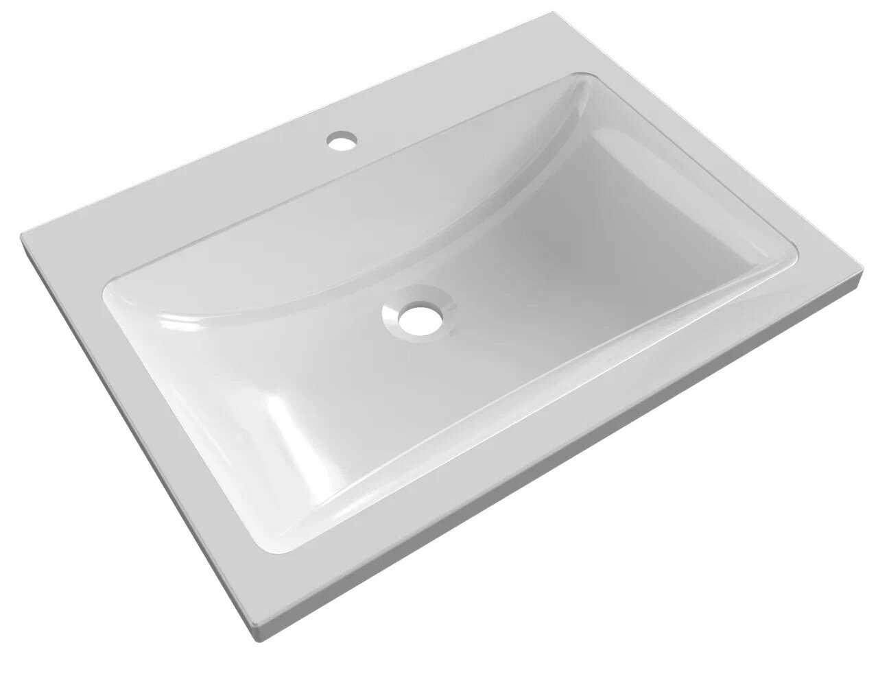 Раковина для ванной полувстраиваемая Uperwood Self, 60 см, прямоугольная, белая глянцевая