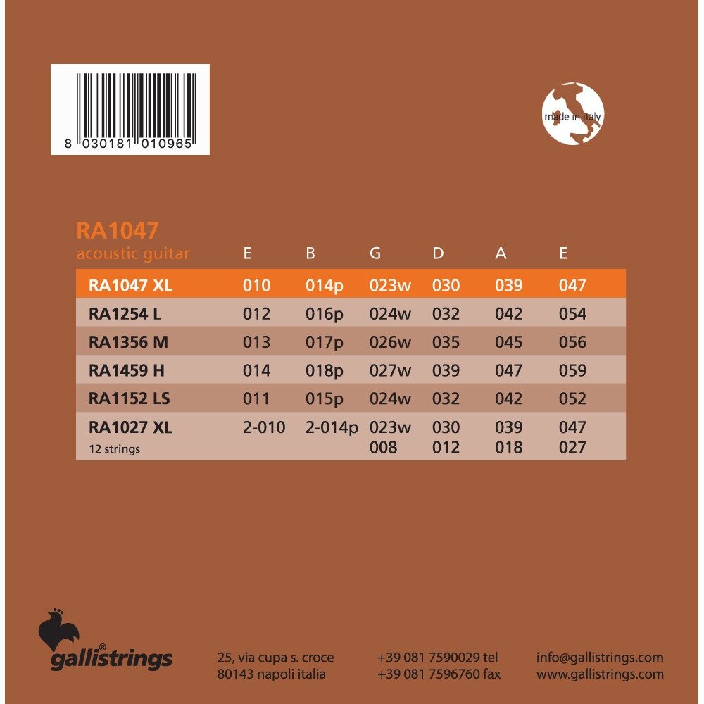 Струны для акустической гитары Galli Strings RA1047 — фото 1