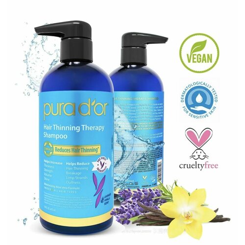 PURA D'OR, шампунь против выпадения волос, 473 мл