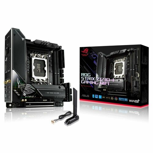 Материнская плата ASUS ROG STRIX Z690-I GAMING WIFI LGA1700 mini-ATX 2xDDR5 PCIEx16 2xM2 HDMI 25GLAN WIFI 460961 6 19310₽