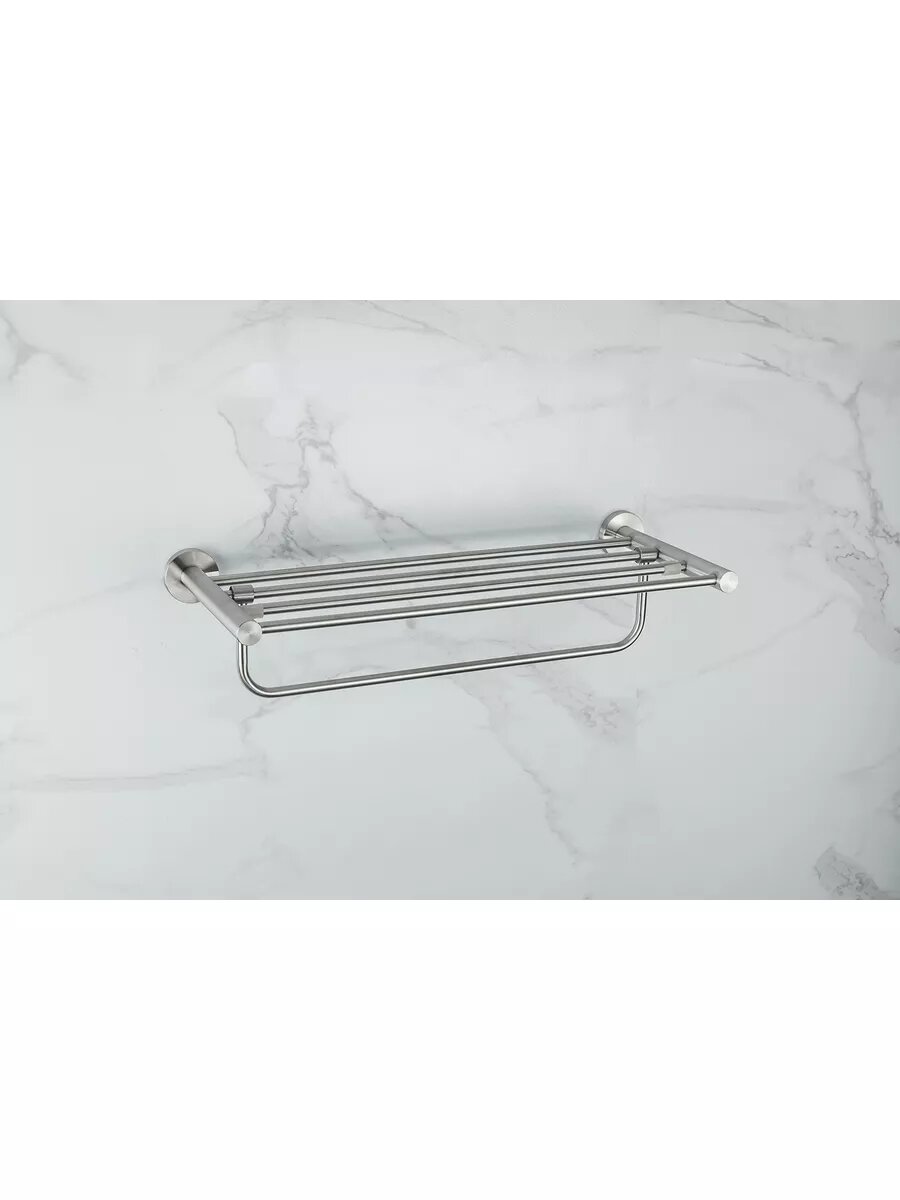 Полка для полотенец Frap F30124, 60 см, нержавеющая сталь, сатин