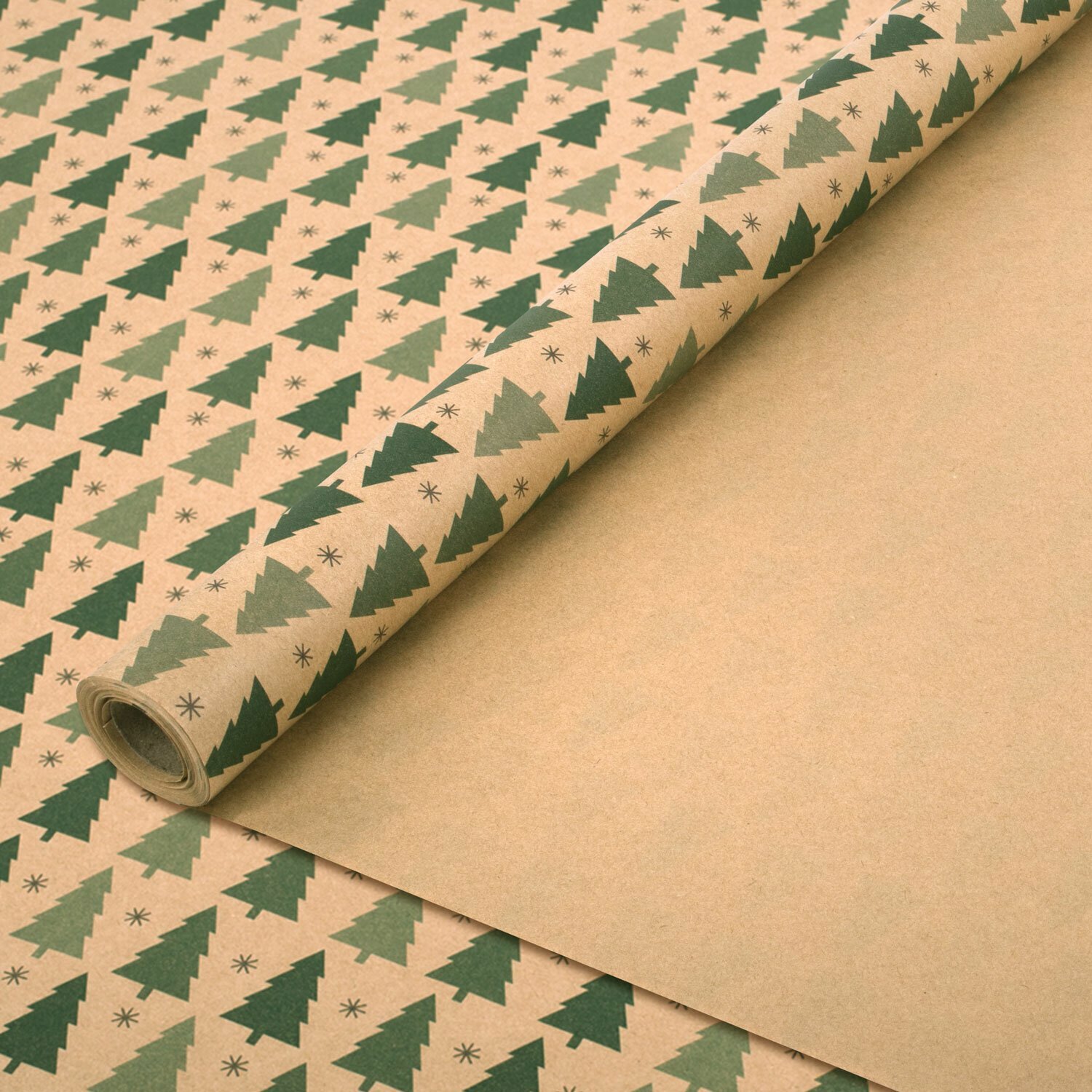 Бумага упаковочная крафт BIG SIZE новогодняя "Holiday Trees" 0,7х10 м, золотая сказка, 591946
