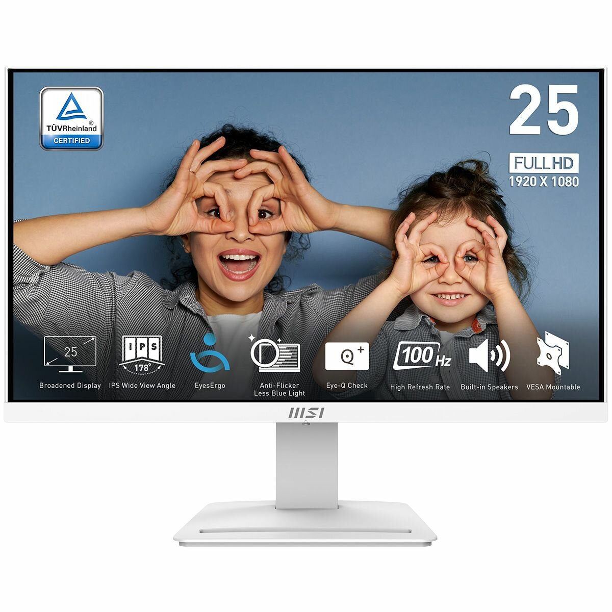 24.5" Монитор MSI Pro MP253W, 1920x1080, IPS, 100Гц, 1хHDMI, 1хDP, белый [9s6-3pc7ch-054]