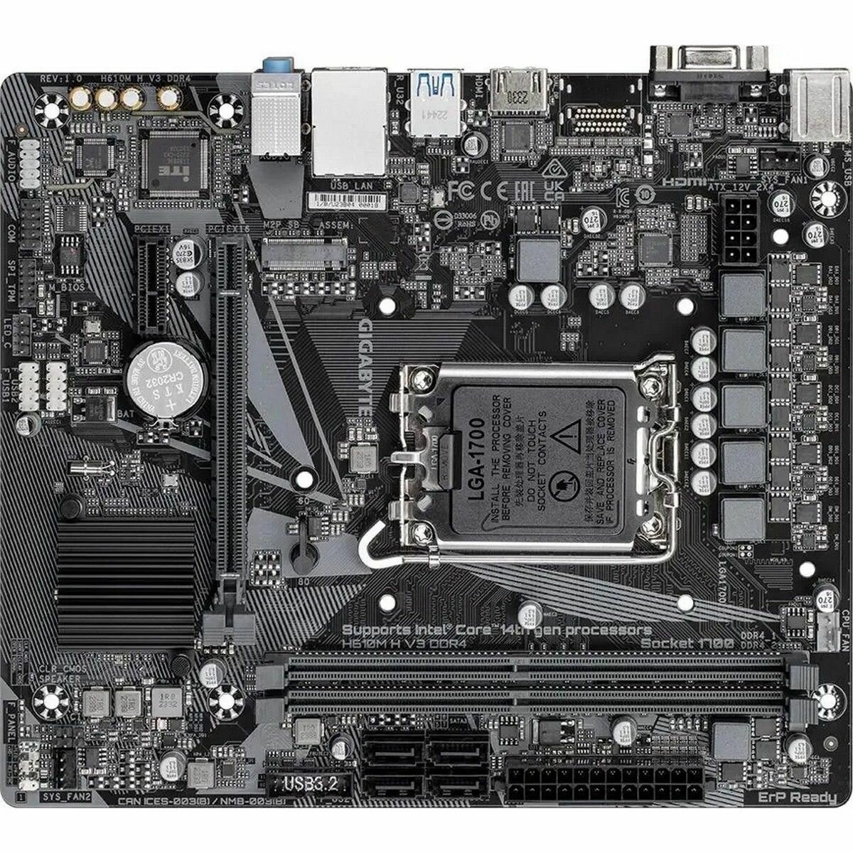 Материнская плата Gigabyte H610M H V3 DDR4, LGA1700, Intel H610, Micro-ATX, RTL (H610M H V3 DDR4)