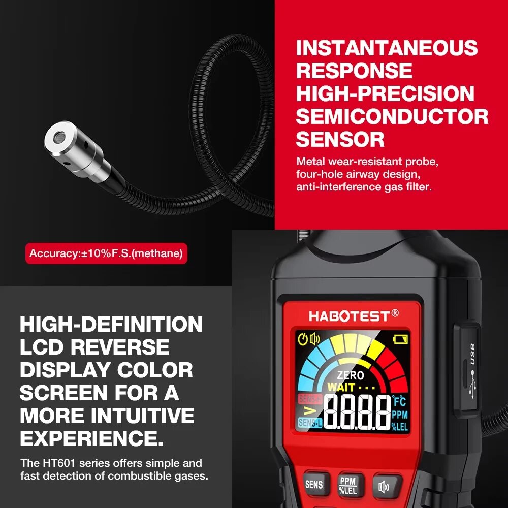 Газоанализаторы HABOTEST HT601 Детектор природного газа, HT601A