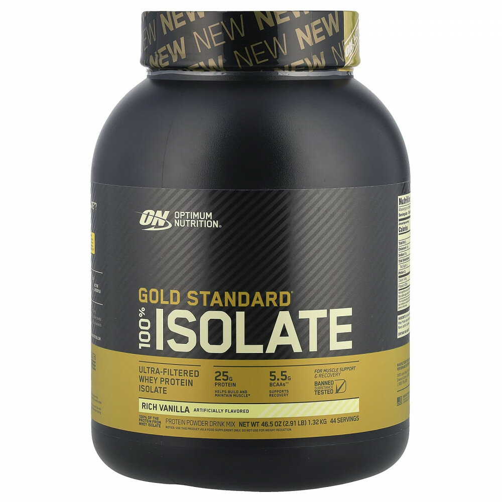 Optimum Nutrition, Gold Standard, 100% изолят, со вкусом ванили, 1,32 кг (2,91 фунта)