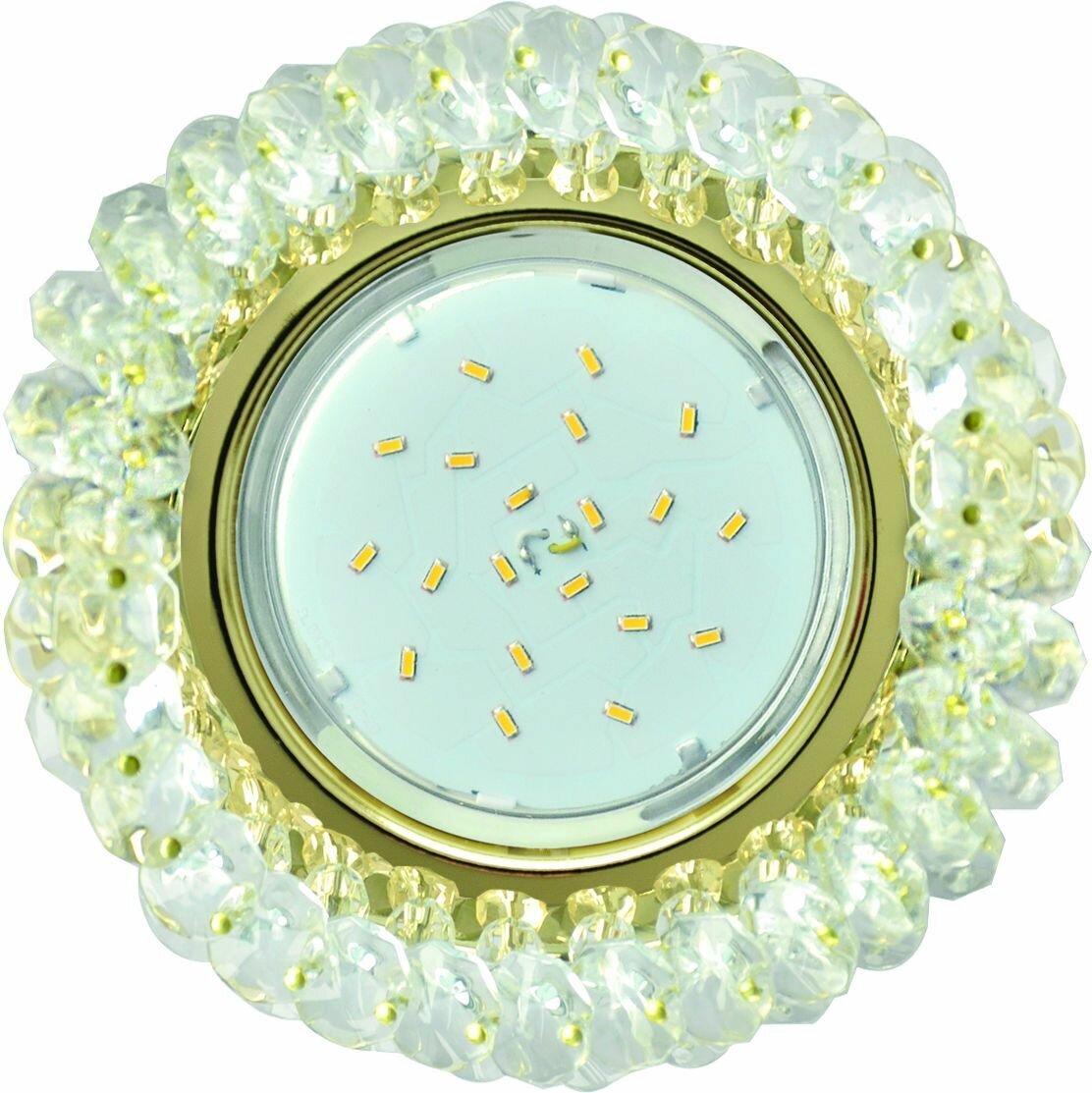 Ecola Светильник GX53 H4 5341 Glass Круглый с хрусталиками Прозрачный /Золото
