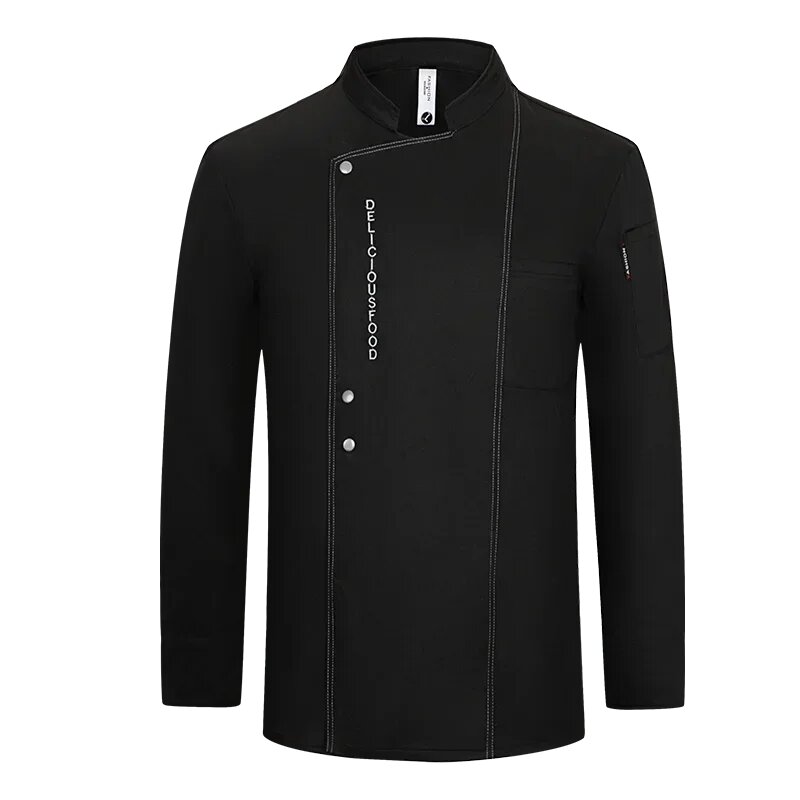 Мужская черная униформа шеф-повара из полиэстера и хлопка, black coat, Asian XXL 70-80kg