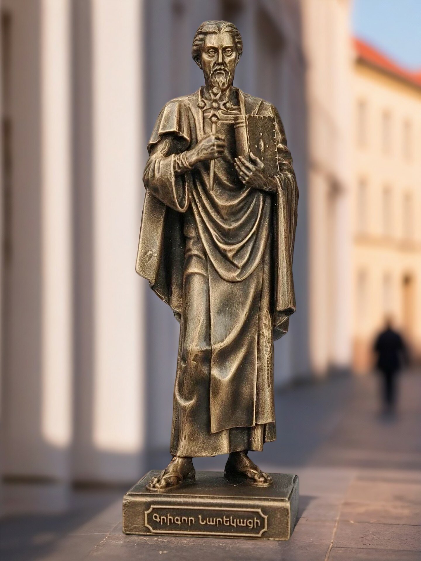 Статуэтка Григор Нарекаци (19 см), ПС, Патина Бронза, литьевой мрамор