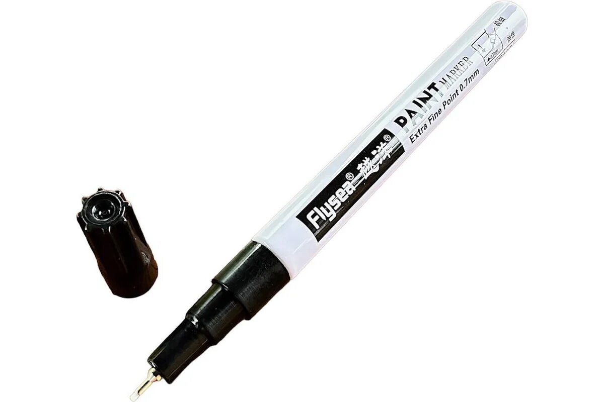 Flysea Маркер для маркировки кабеля и проводов Paint Marker с тонким наконечником 07 мм черный FS-119-black