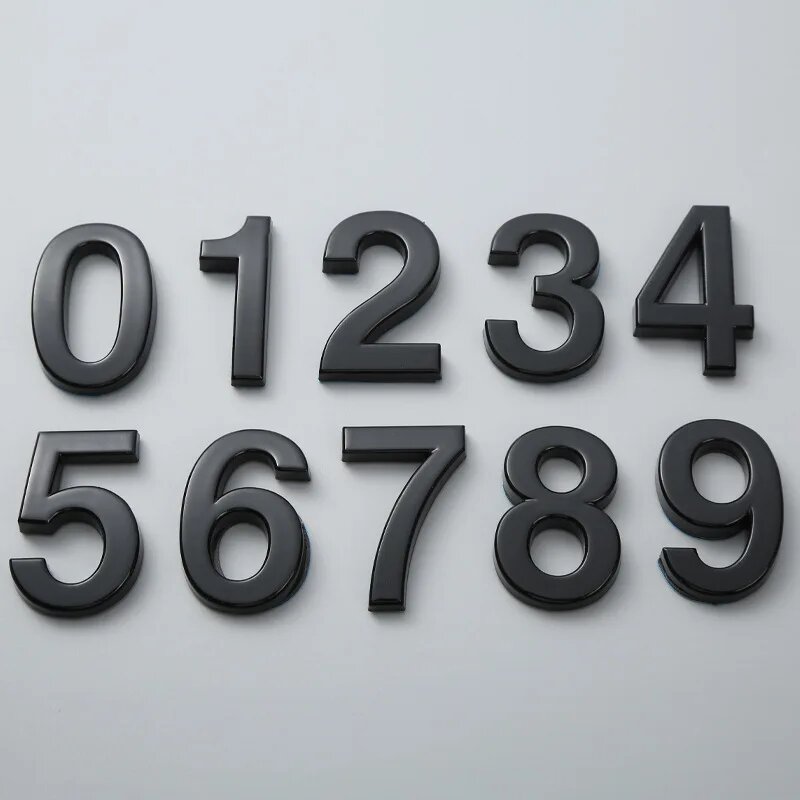 Черные самоклеящиеся дверные цифры из ABS, Number 1, 5cm