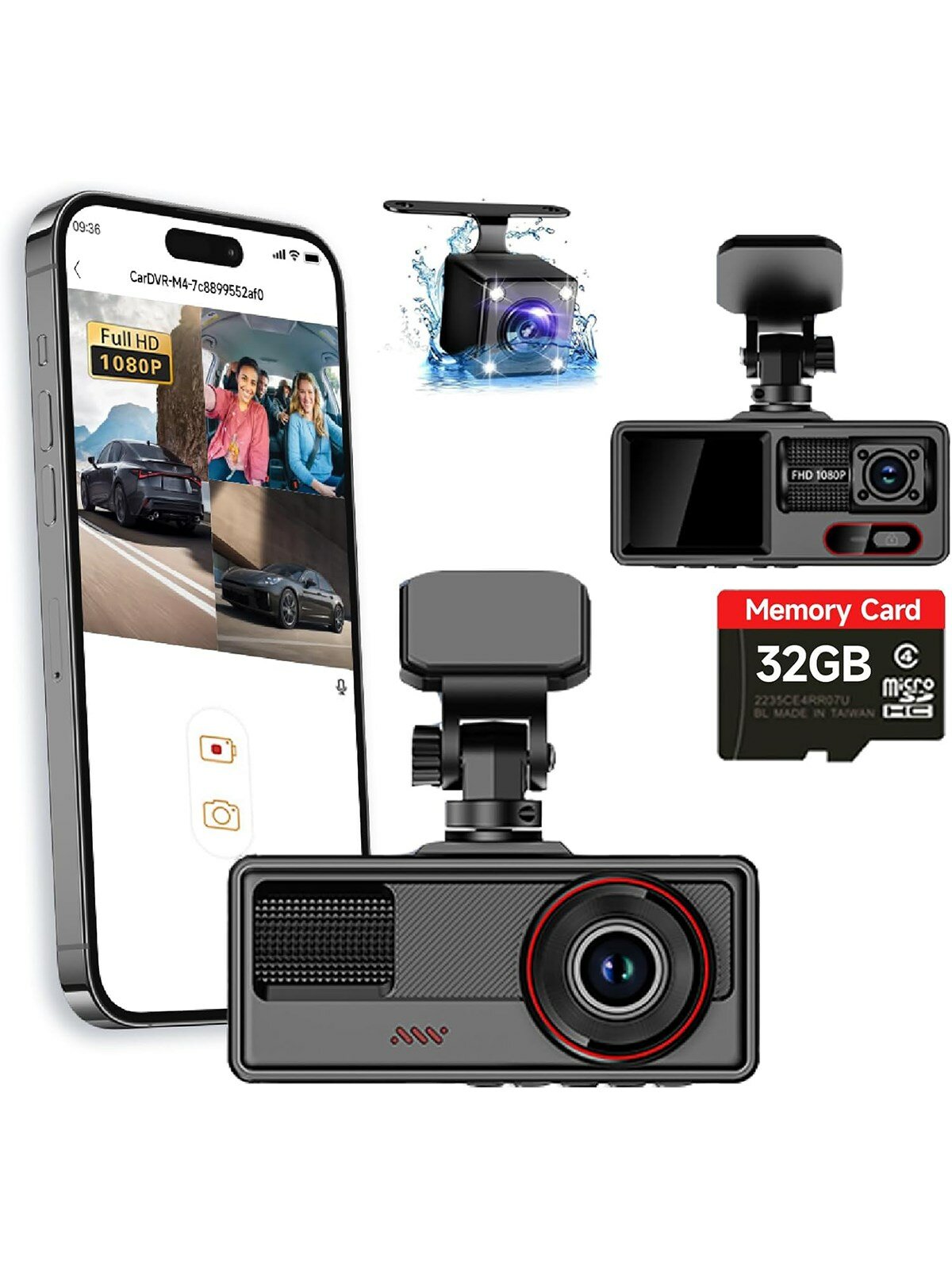 Картинки Видеорегистратор автомобильные-G-сенсор, WiFi и управление через APP, бесплатная карта памяти 32 Гб