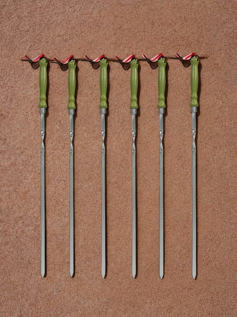 Шампура для мангала 6 шт. 650*12*25 мм с деревянной ручкой Boyscout