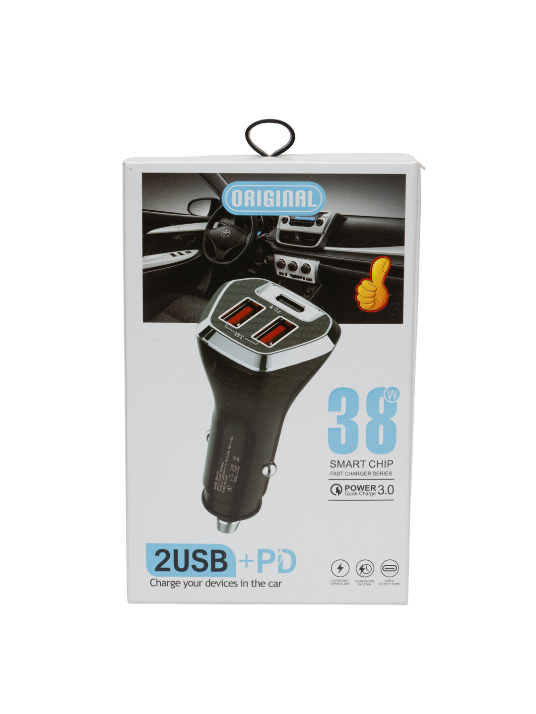 Автомобильное зарядное устройство (адаптер в прикуриватель) 38 w original 2 USB+PD