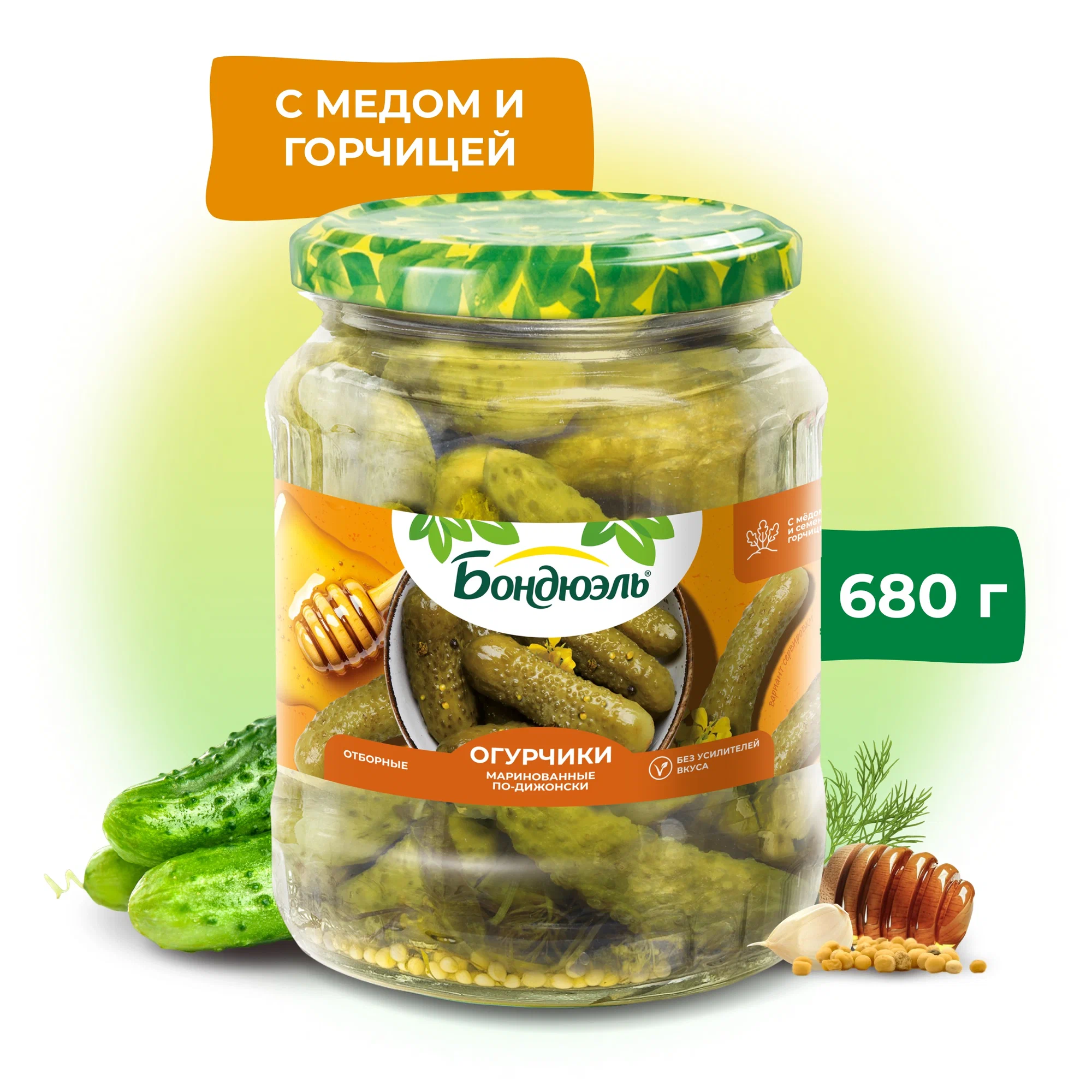 Огурцы Bonduelle по-дижонски с медом и семенами горчицы Bonduelle, 680 г 680 г 6 шт. — фото 1