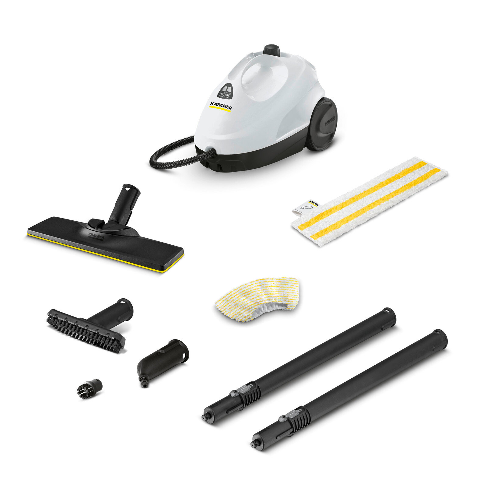 Пароочиститель Karcher SC 2 EasyFix *EU 1.512-600.0 для дома с насадкой для пола с двухступенчатым регулятором расхода пара на рукоятке паровой шланг с пистолетом 2.2 м белый