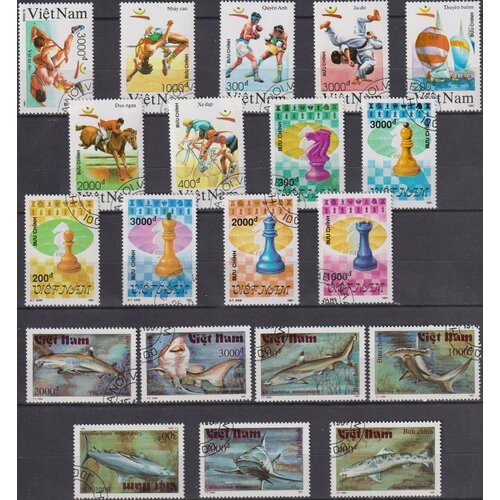 Набор почтовых марок Начальная коллекция иностранных почтовых марок №2 Рыбы, Спорт, Шахматы, Акулы, Олимпийские игры