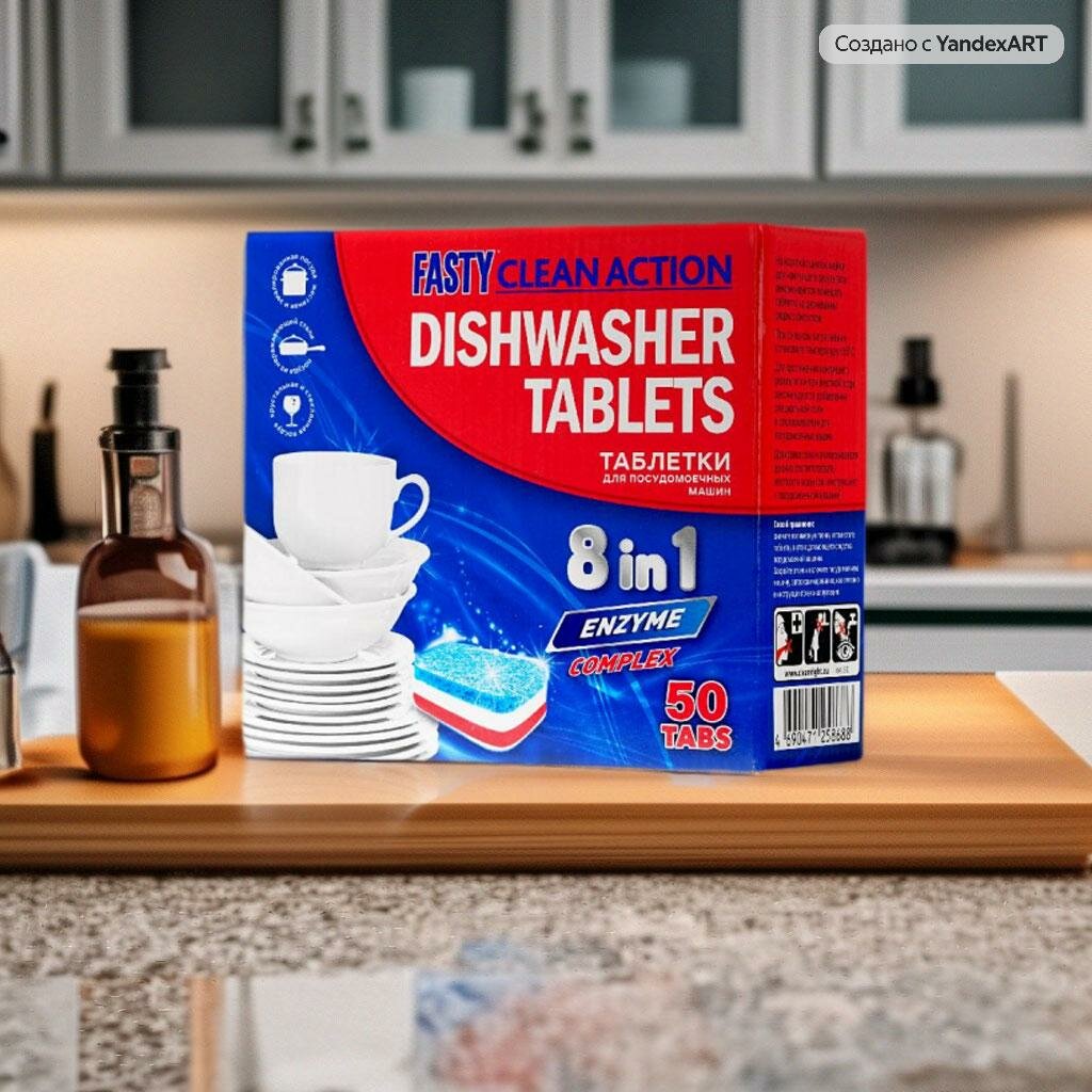 Таблетки для посудомоечной машины Fasty clean action, 50 шт. — фото 9