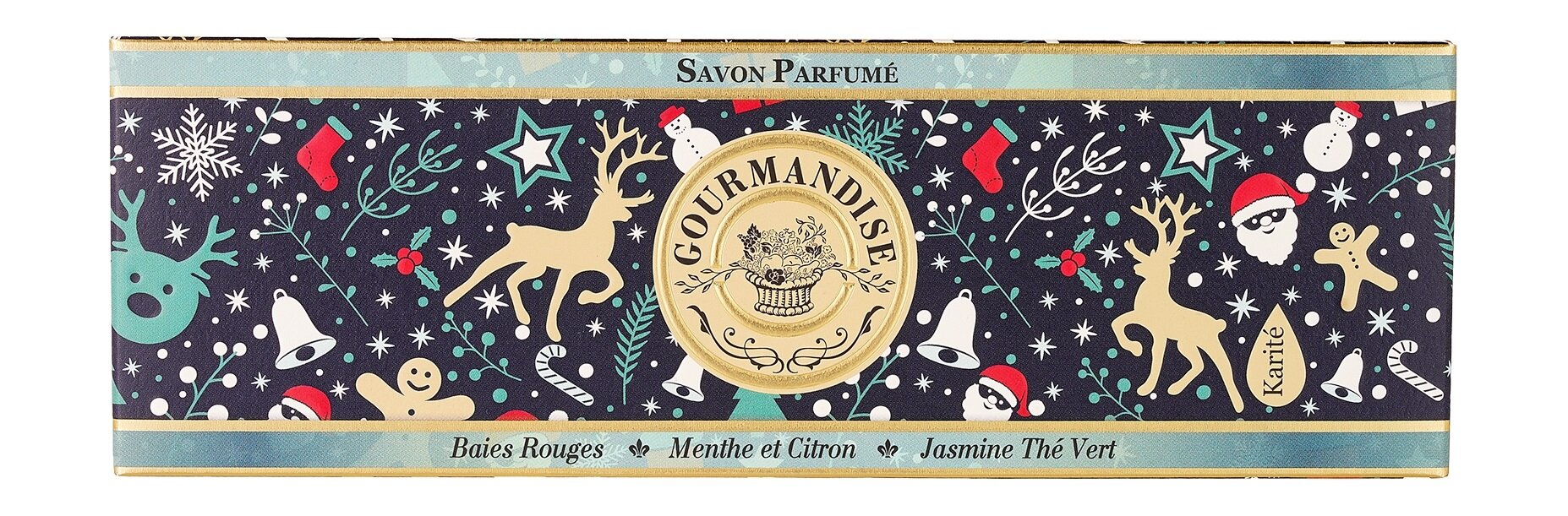 фото GOURMANDISE Набор натурального парфюмированного мыла (Красные ягоды+Мята и Лимон+Жасмин Зеленый чай), 3х100 г