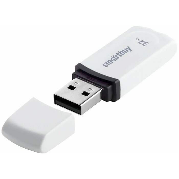 Smartbuy Флешка Smartbuy Paean White 32 Гб USB 2.0 чт до 25 Мб/с зап до 15 Мб/с белая