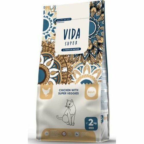 Vida Super Корм Vida Super для взрослых кошек с курицей и овощами, 2кг