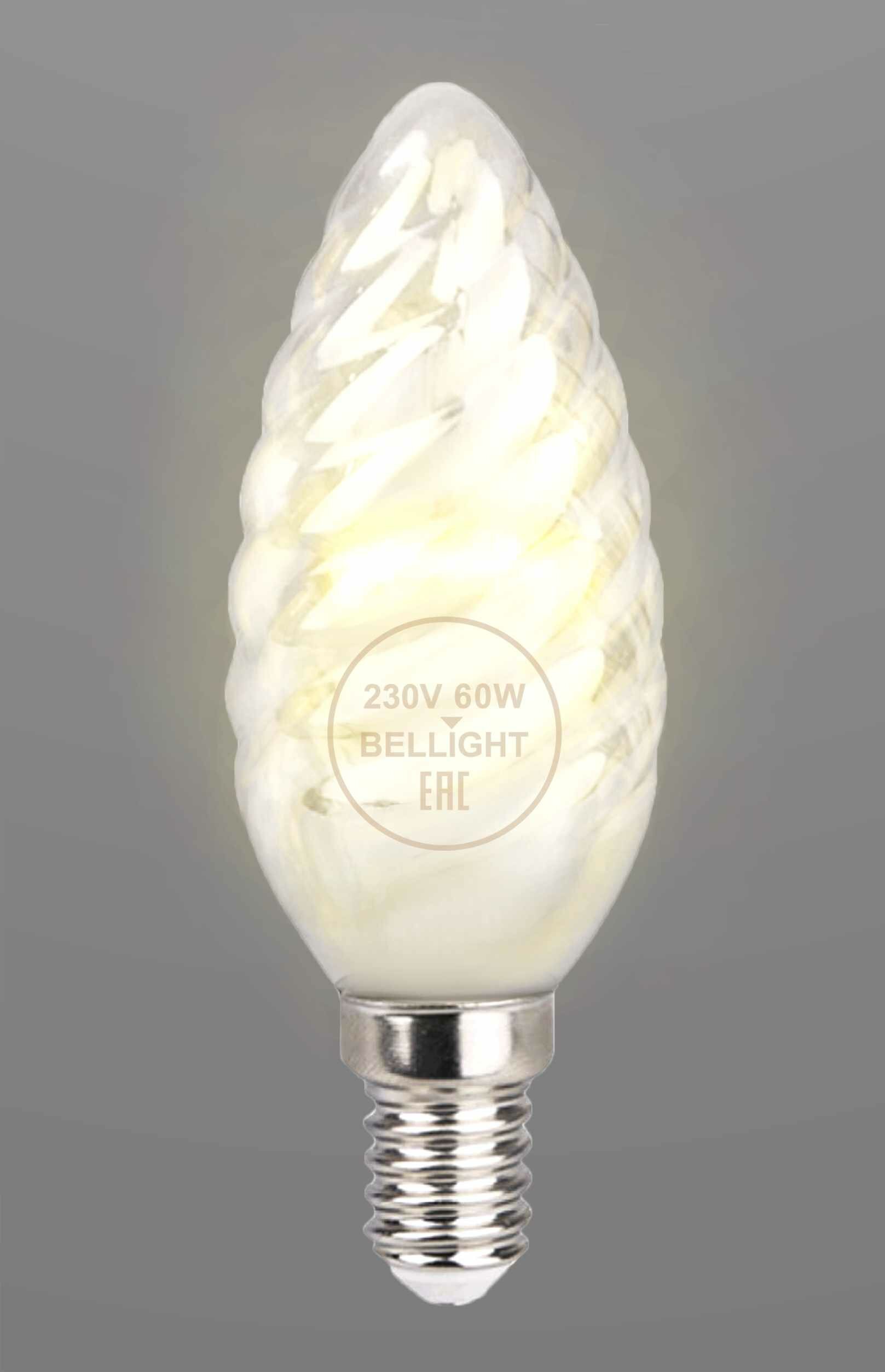 Лампа накаливания Belsvet свеча витая E14 60 Вт свет тёплый белый Bellight - фото №3