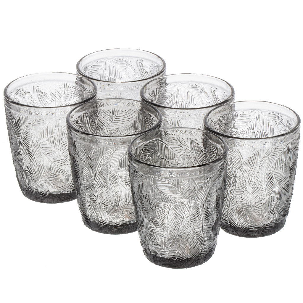 фото Стакан 300 мл, стекло, 6 шт, Листья, сер, Y6-10166