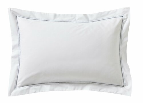 Комплект постельного белья Blanc des Vosges белый с синей мережкой 2/155/200 перкаль 200TC (в подарочной коробке)