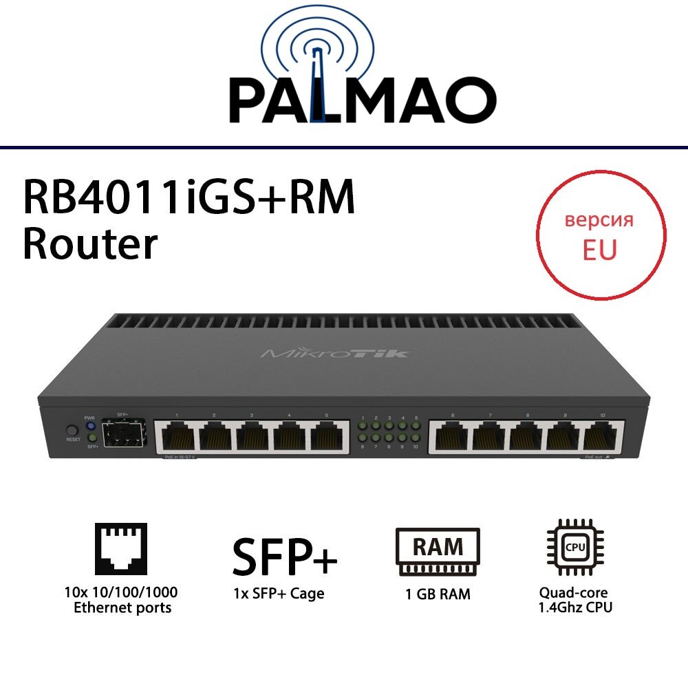 Маршрутизатор MikroTik RB4011iGS+RM