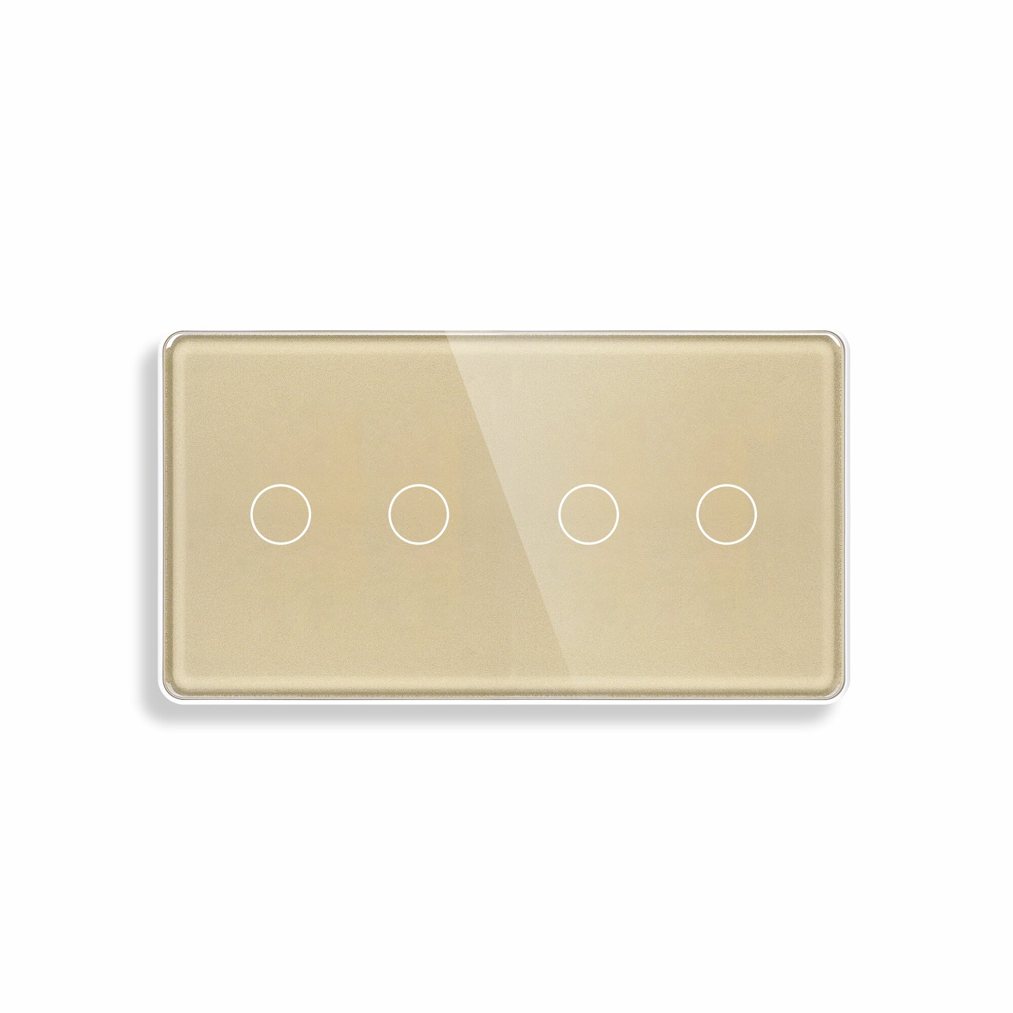 Сенсорный выключатель 4 клавиши 2 поста (2G+2G) стекло 2.5D 157х86мм цвет золотой