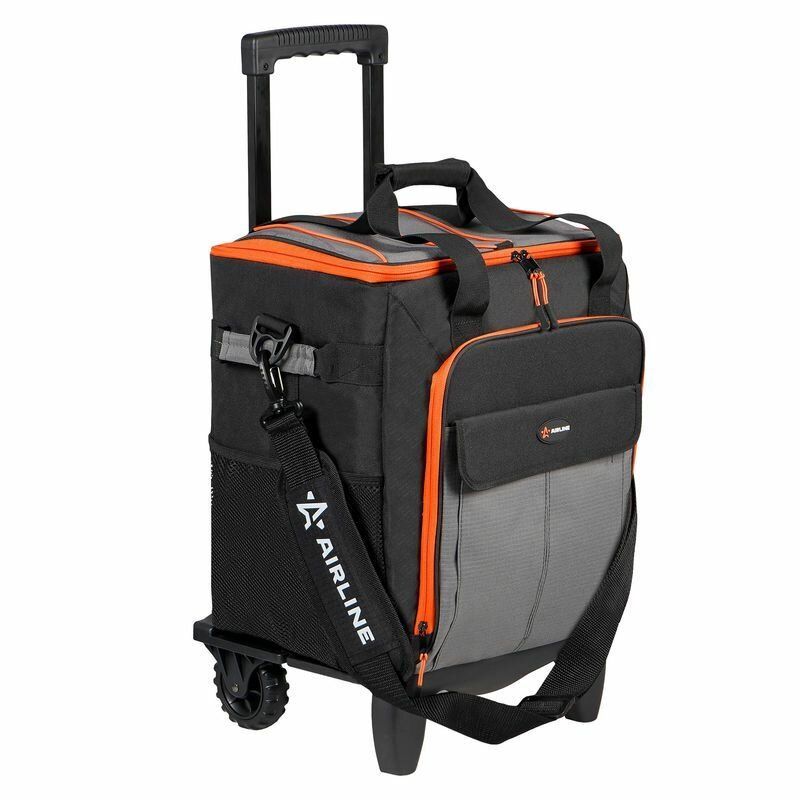 Сумка-холодильник (термосумка) на колесах с телескоп. ручкой 48 л, водонепр, черн./сер./оранж.(ADCB014)