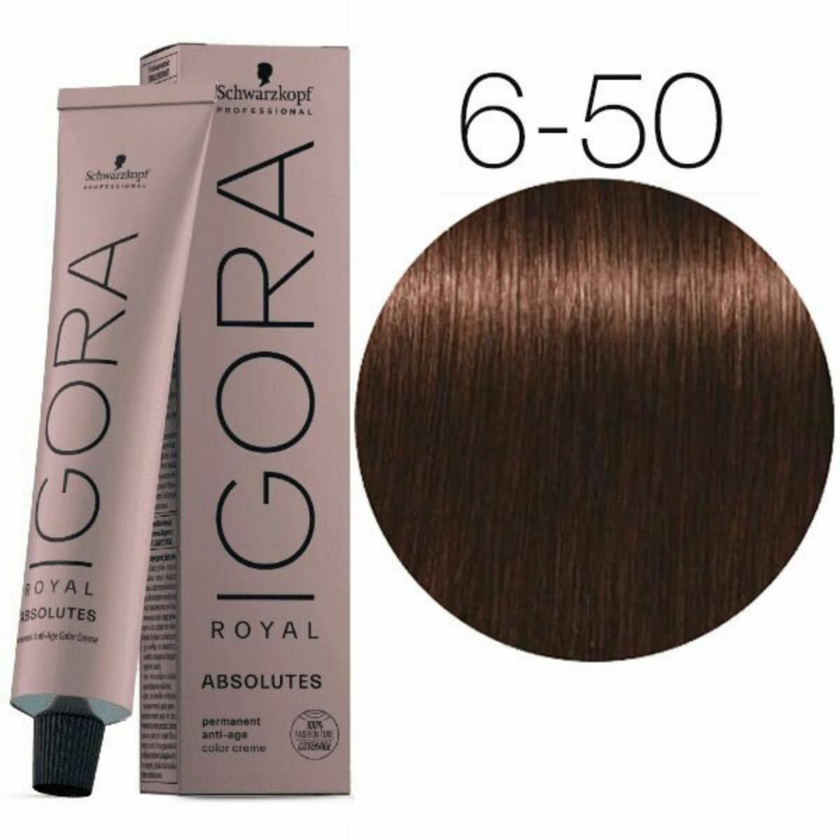 Schwarzkopf IGORA ROYAL Absolute 6-50 Темный русый золотистый натуральный Стойкая крем-краска для седых волос 60 мл