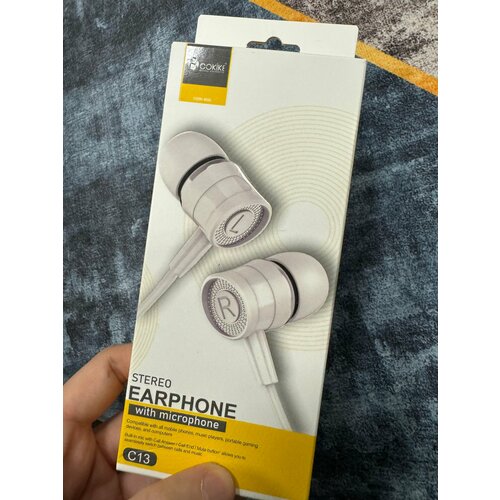 Проводные наушники капельки с микрофоном Cokike C13 116 Дцб 130см 32 Ом разъем 35мм для старых телефонов магнитолы радио MP3-плеера VR-о 588₽