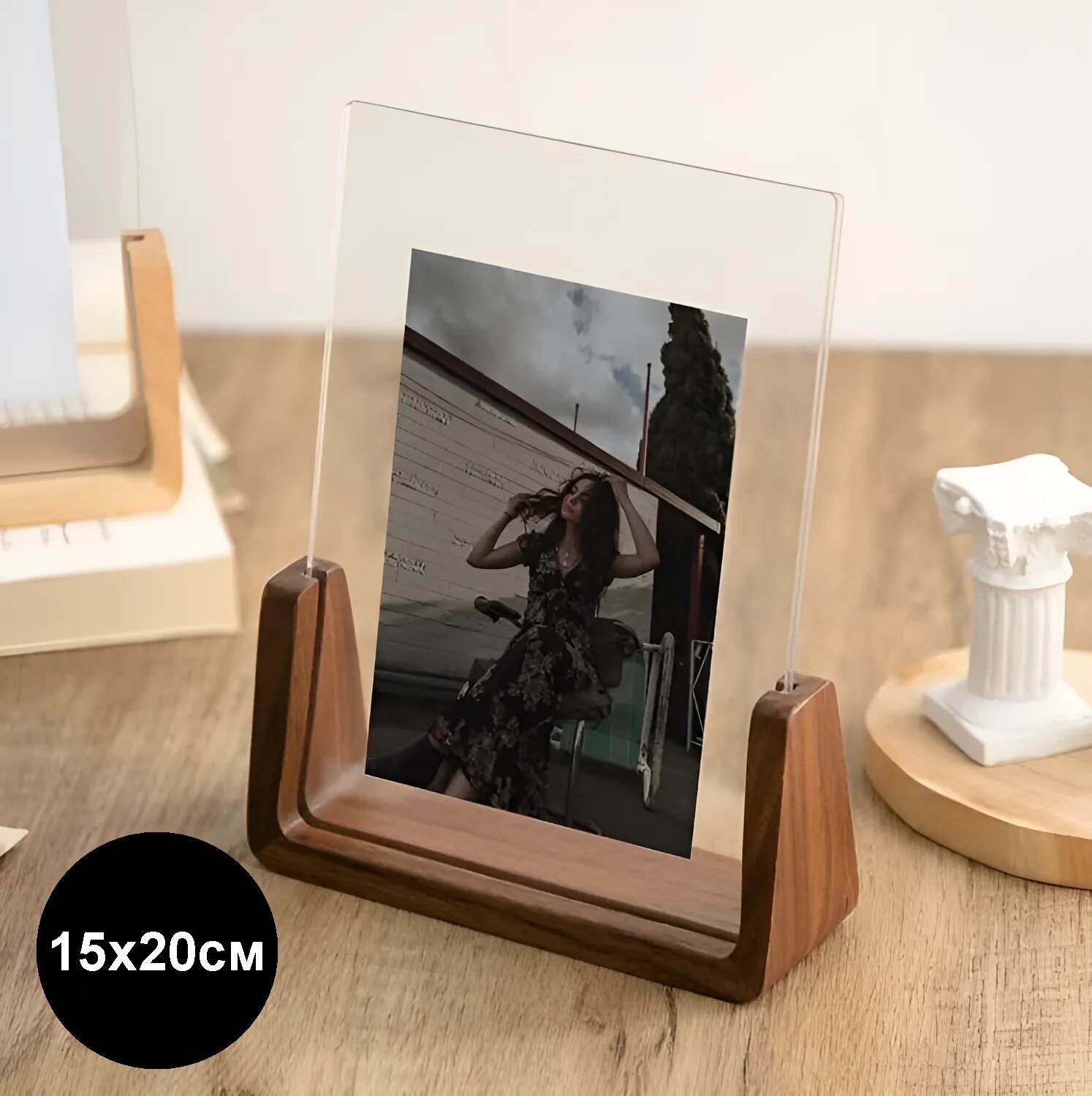 Фоторамка 15х20 деревянная горизонтальная рамка для фото настольная  детская семейная прозрачная свадебная