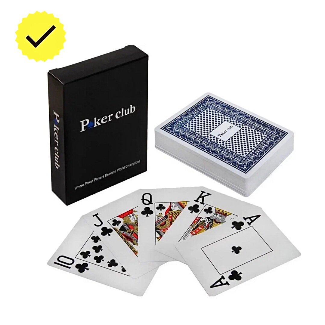 Пластиковые игральные карты покер 100% пластик Poker Club / Покерные карты 54 шт, синий