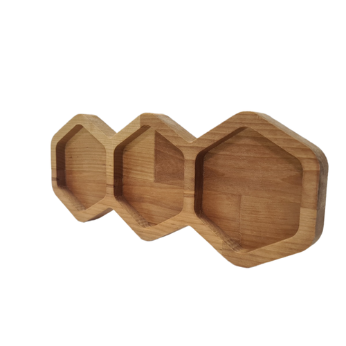 Менажница 28х11х18 см соты 3 ячейки В РЯД покрыта маслом 350₽