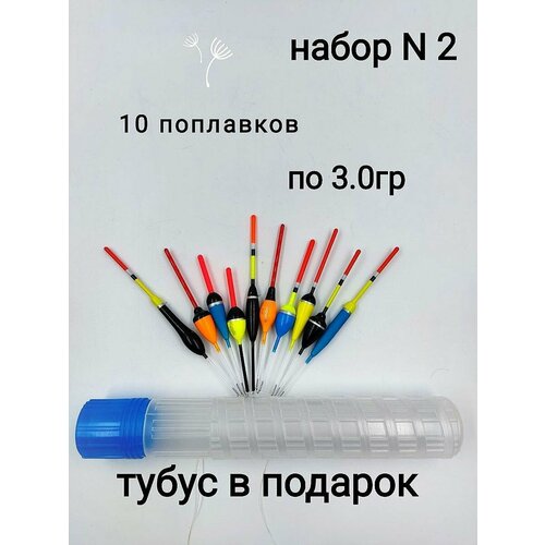 Поплавок для рыбалки. Набор№2 10шт. 3гр. скользящий. Подарок Тубус. набор поплавков для рыбалки 10шт поплавок рыболовный длинна 18см вес 5 гр