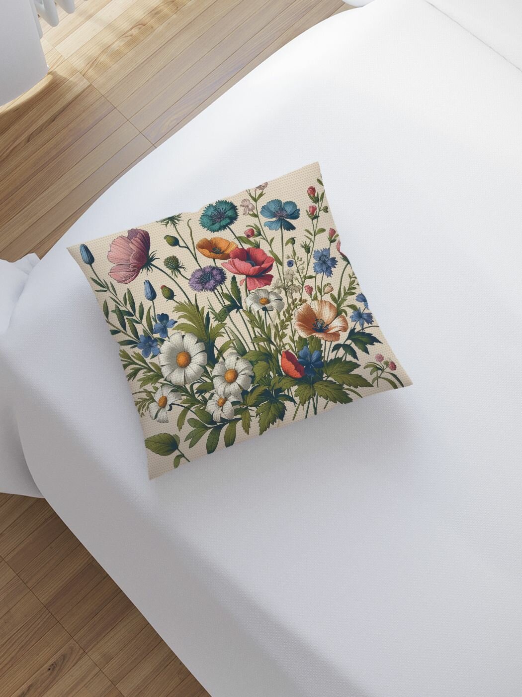 Наволочка декоративная на молнии, чехол на подушку "Полевые цветы" 45х45 см