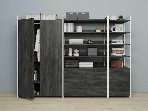 Изображение товара Гардеробная система Урбан Лофт 01 со шкафом Белый/Северное дерево темное