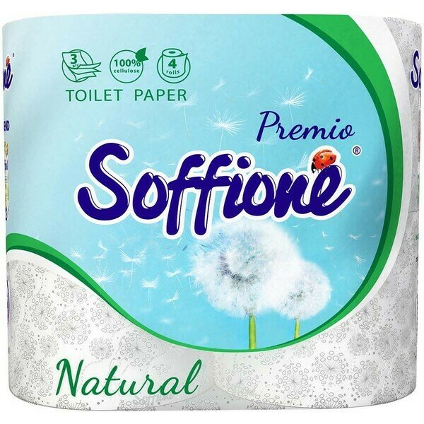 Туалетная бумага Soffione Premio Natural 8 рулонов 3 слоя Архбум тиссью групп - фото №16