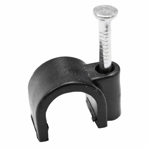 Скоба для крепления кабеля круглая 10мм 50 штук черная 513₽