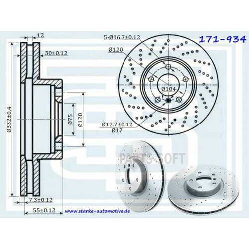 STARKE 171934 171-934_STARKE_Диск тормозной BMW X-5 E70F15 передний 171934 9260₽