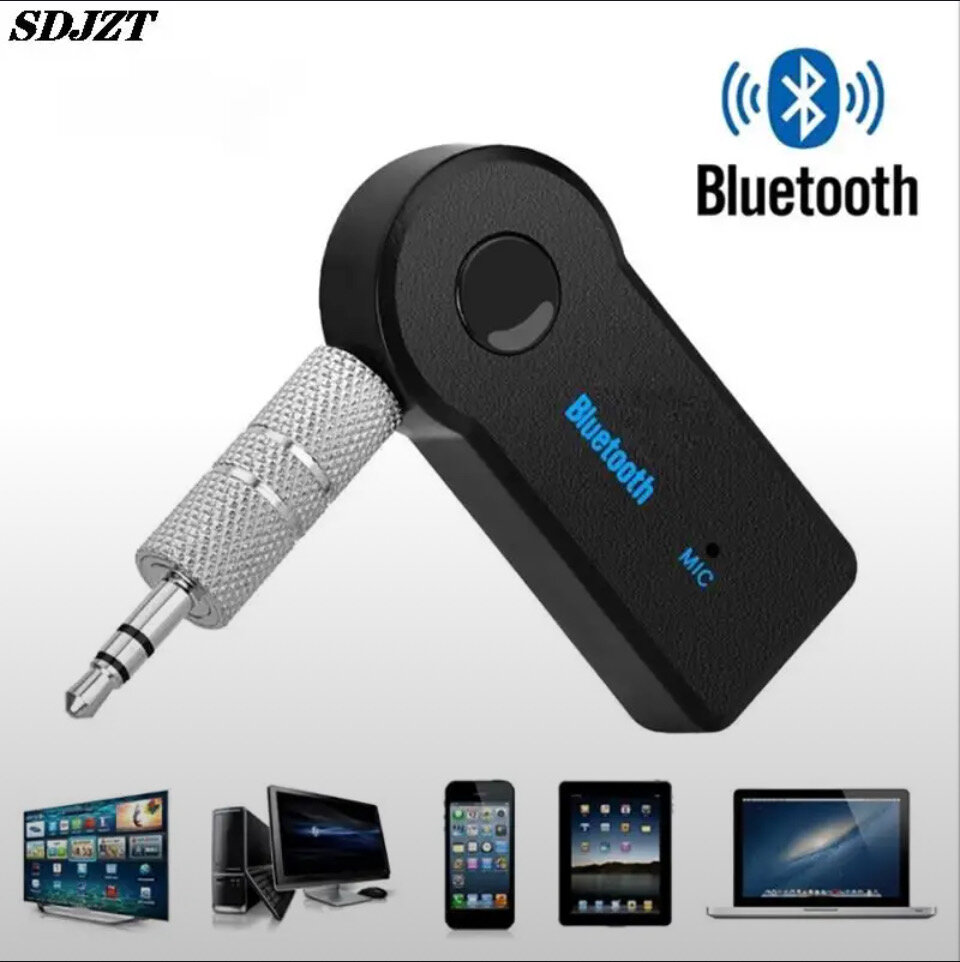 Bluetooth-AUX адаптер ./ресивер/ в машину/ блютуз для автомобиля / домашнего кинотеатра / наушников / колонок / Блютуз в машину для прослушивания музыки с телефона (Черный)