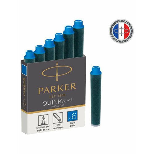 набор картриджей 5шт д перьевой ручки parker cartridge quink черные блистер 1950402 parker 9372602 Картридж PARKER Quink Z17 Mini, синий