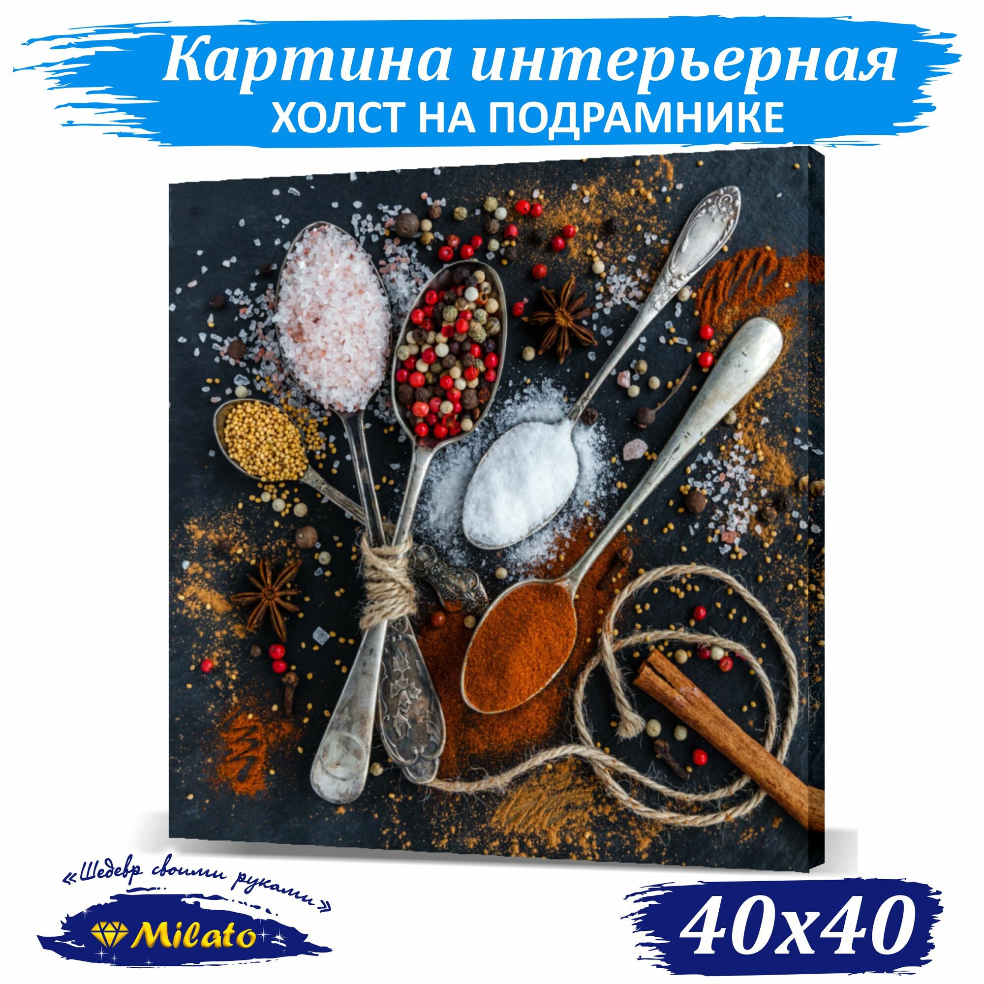 Интерьерная картина на холсте MILATO "Пряная композиция" 40x40см