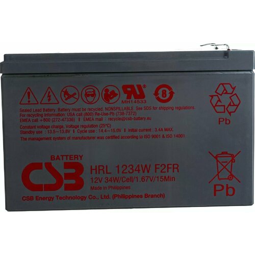 Аккумуляторная батарея CSB HRL1234W F2 FR батарея csb hrl1234w 12v 9ah f2fr