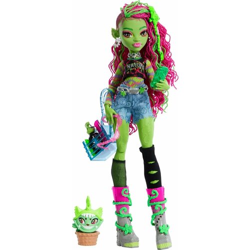 кукла венера макфлайтрап базовая monster high venus mcflytrap basic doll x3651 Коллекционная кукла Monster High Venus McFlytrap Doll with Plant Monster Pet Cat Chewlian Венера