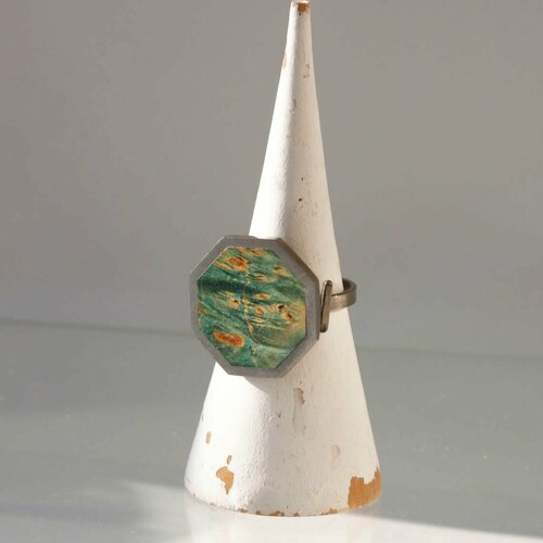 Кольцо Медведик Арт, дерево, безразмерное, зеленый